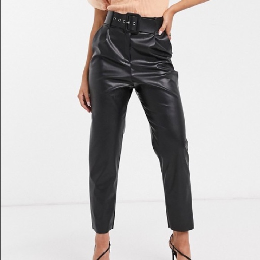 ASOS High Waist Faux Leather Pants